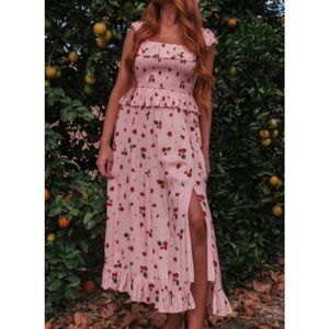JessaKae Berry Brunch Romantic Summer Strawberry Ruffle Dress Size Small